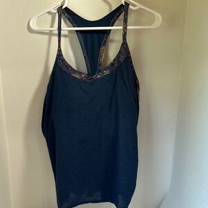 Prana blue tank top with built in bra size extra large